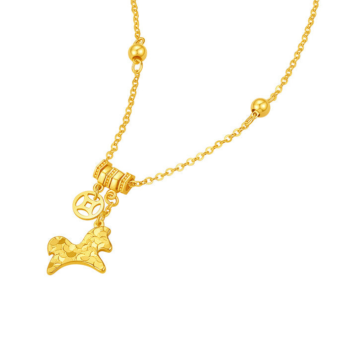 'Year of the Horse' 24K Gold Pendant Necklace Horse Coin 3.55-4g 40cm-45cm A0620944