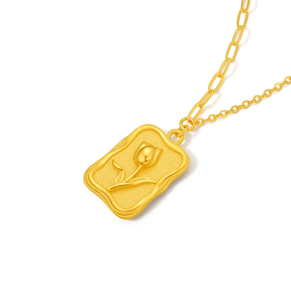 999 24K Gold Pendant Necklace Tulip 4.4-5g A0611952