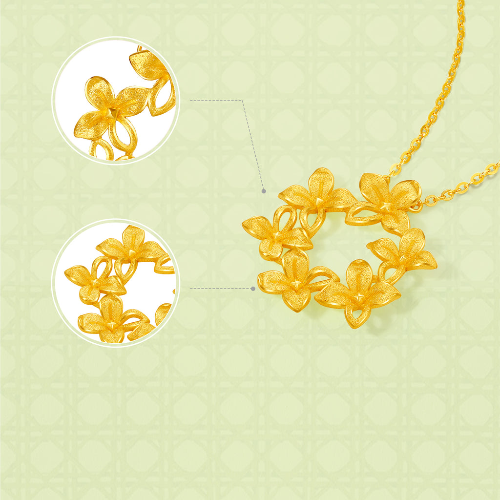 "Annie's Garden" 24K Gold Pendant Necklace Flower 3.8-4.1g A0613022