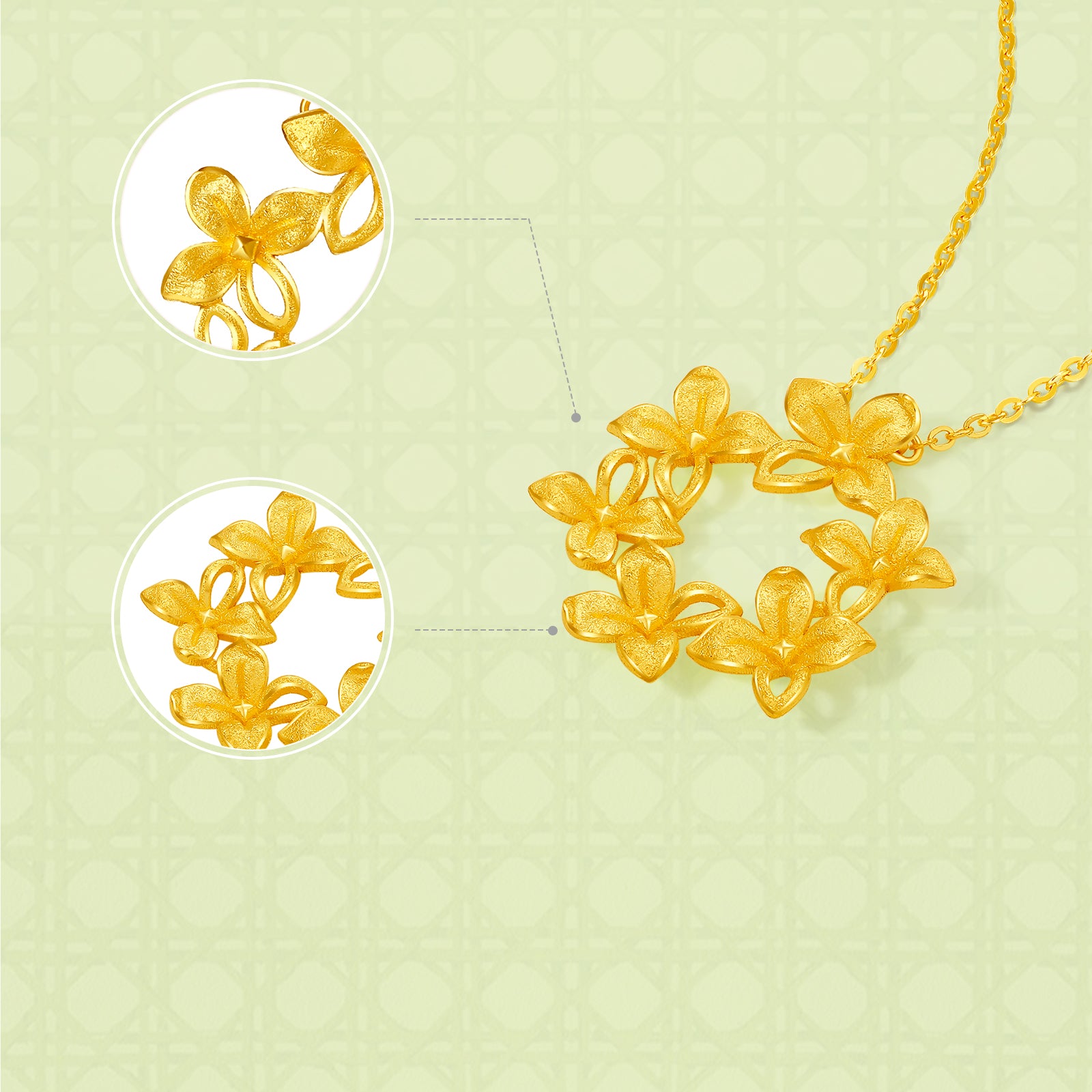 "Annie's Garden" 24K Gold Pendant Necklace Flower 3.8-4.1g A0613022