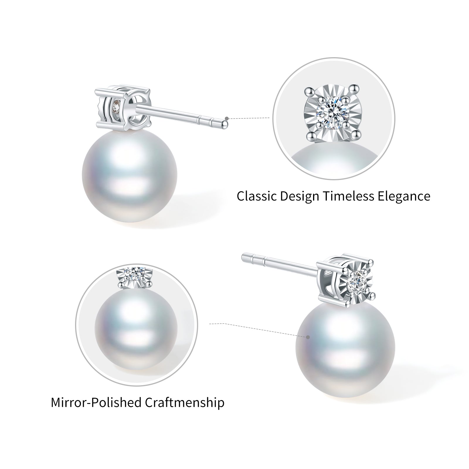 18K Gold Earrings Pearl Diamond 0.6-1g X0913403