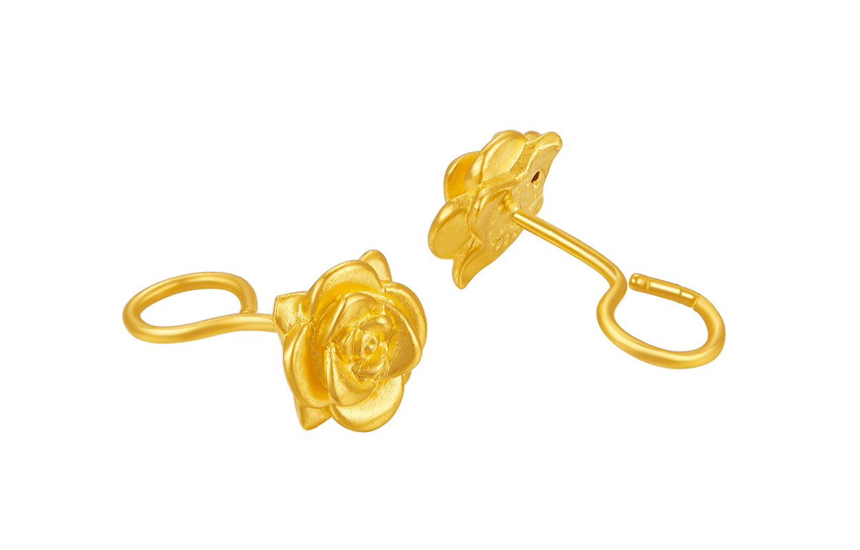24K Gold Earrings Rose 1.4-1.6g AD090267