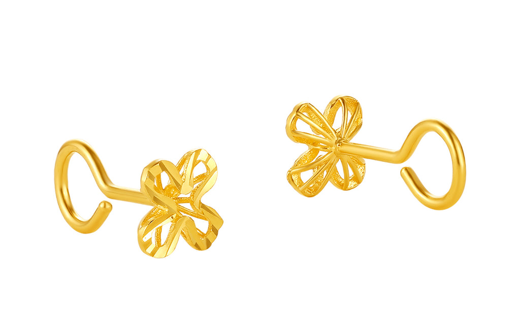 "infinite" 24K Gold Earrings Clover 0.98-1.48g A099611