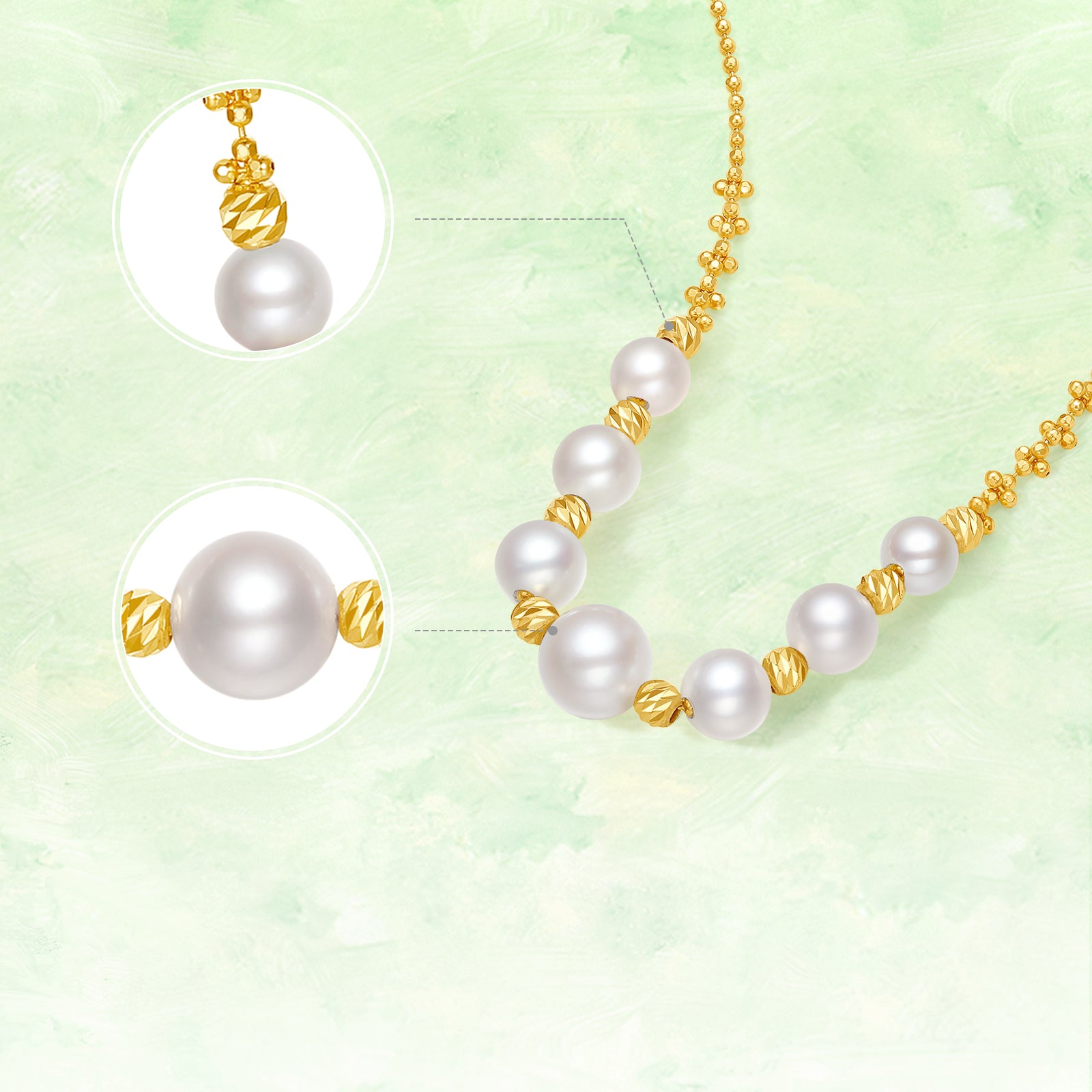 18K Gold Necklace Pearl 2.15-2.45g X0513027