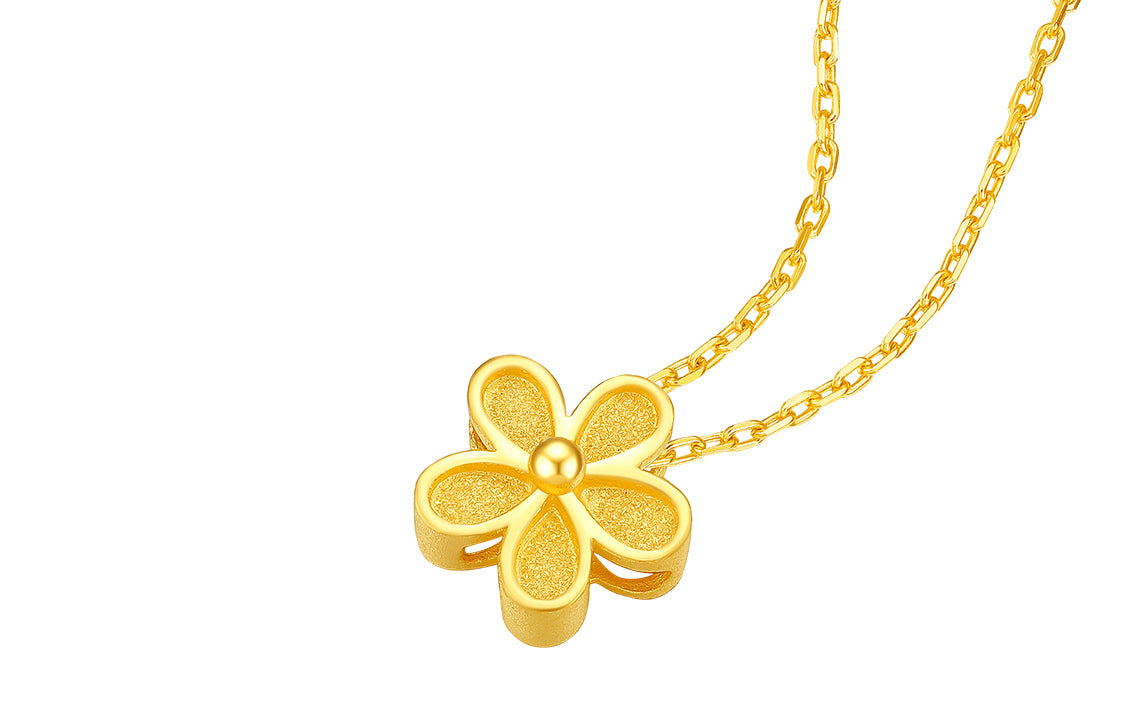   999 24K Gold Pendant Necklace              Flower 4.85-5.35g AA066593