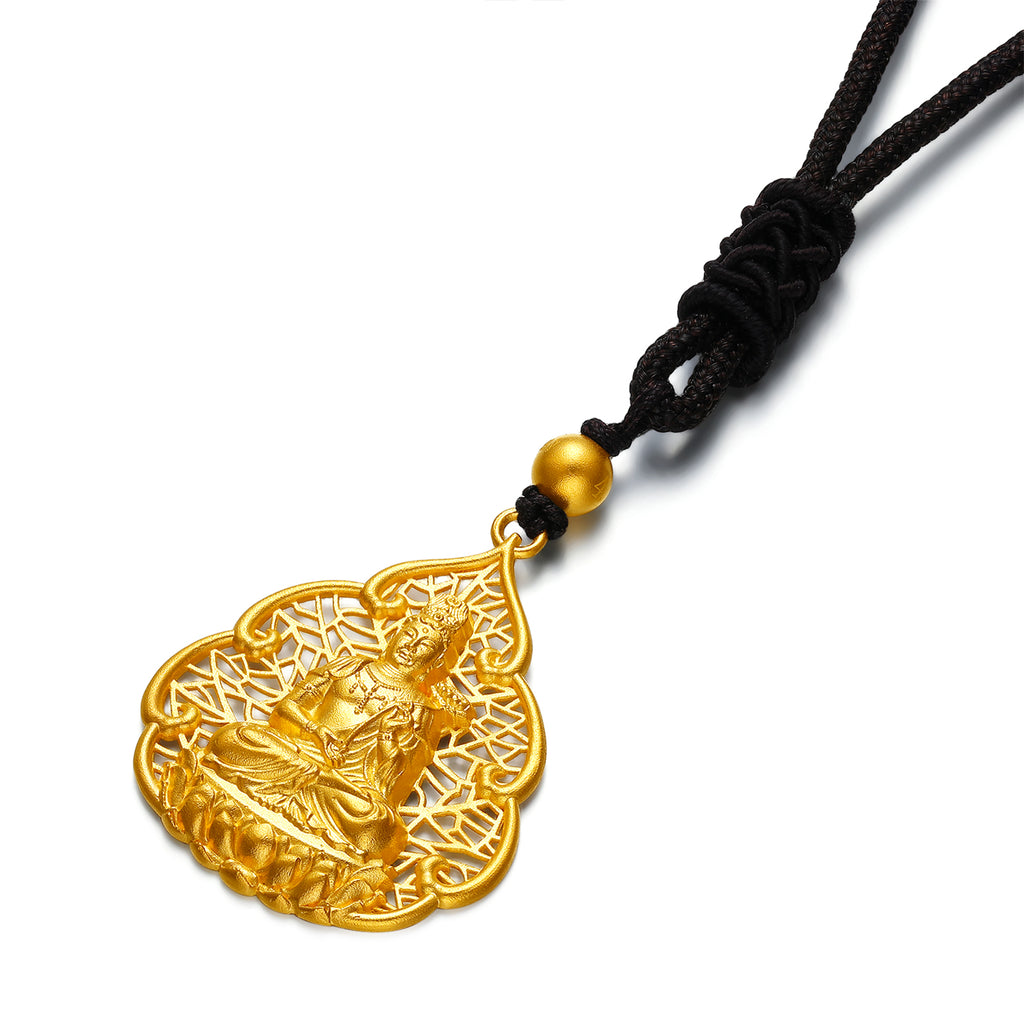 "Antiquity Gold" 999.9 24K Gold Pendant Necklace Buddha 4-4.5g AA043866