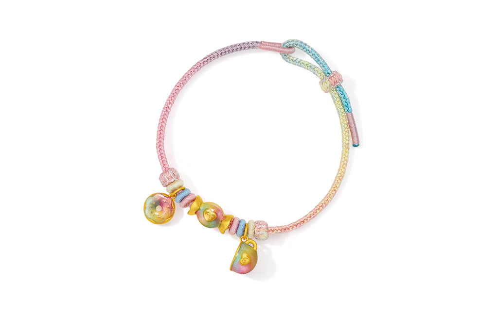 "Pop wu~" 24K Gold String Bracelet Doughnut 1.55-2.05g A1715627