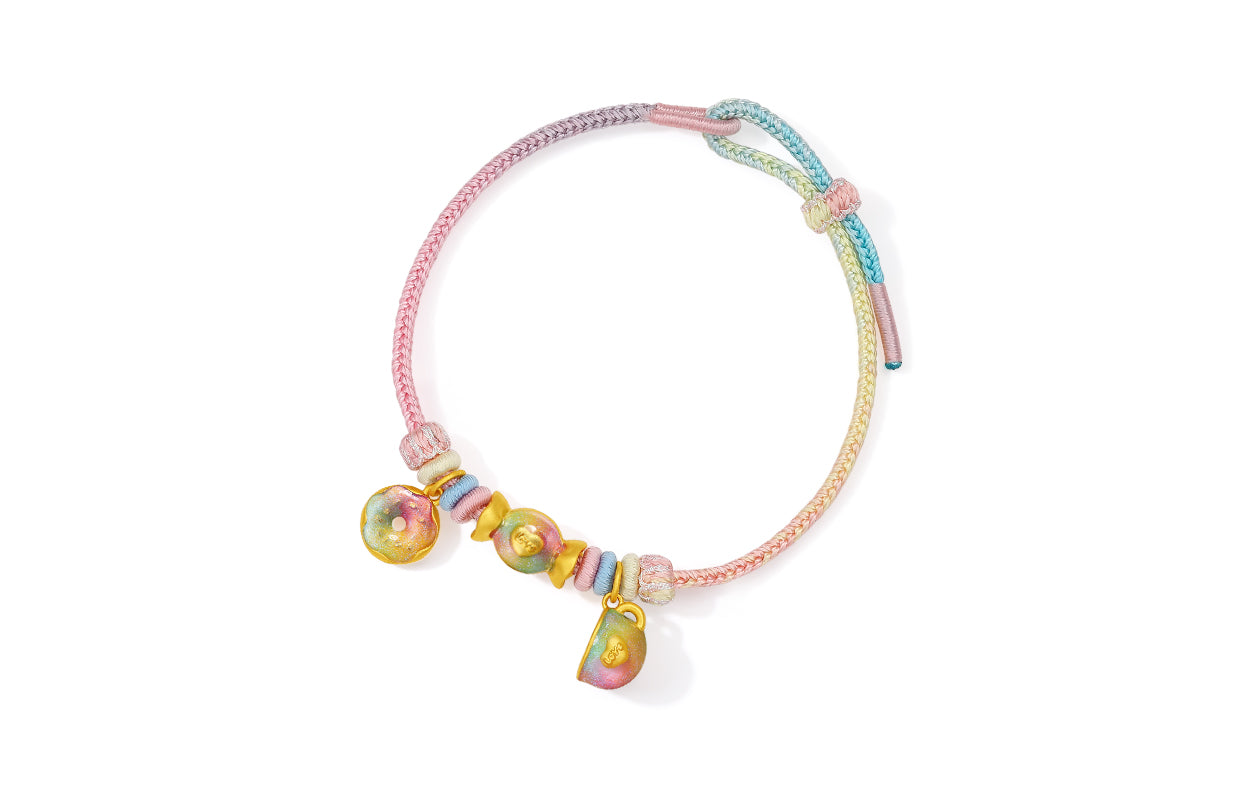 "Pop wu~" 24K Gold String Bracelet Doughnut 1.55-2.05g A1715627