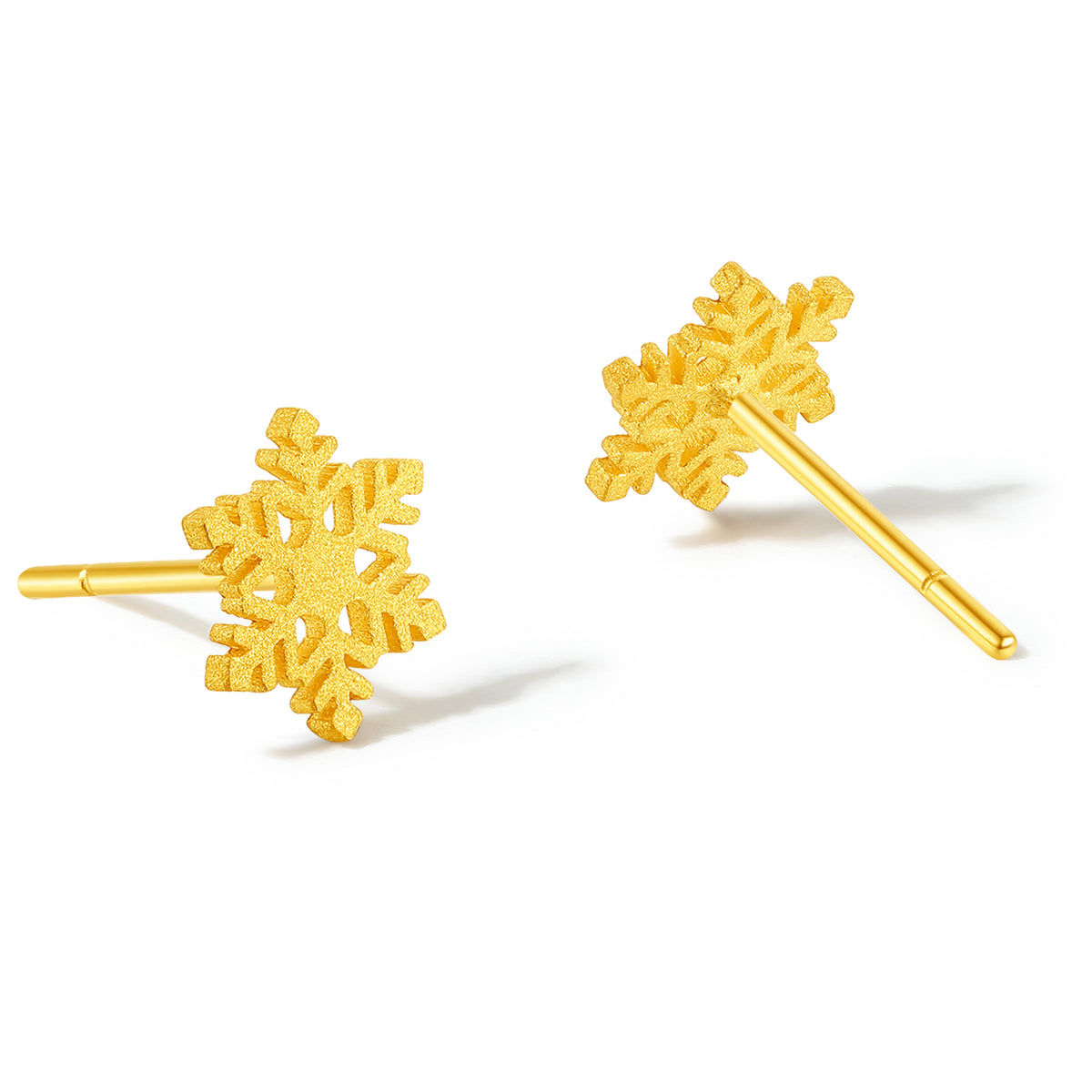 24K Gold Earrings Snowflake 0.8-1.2g A0912072