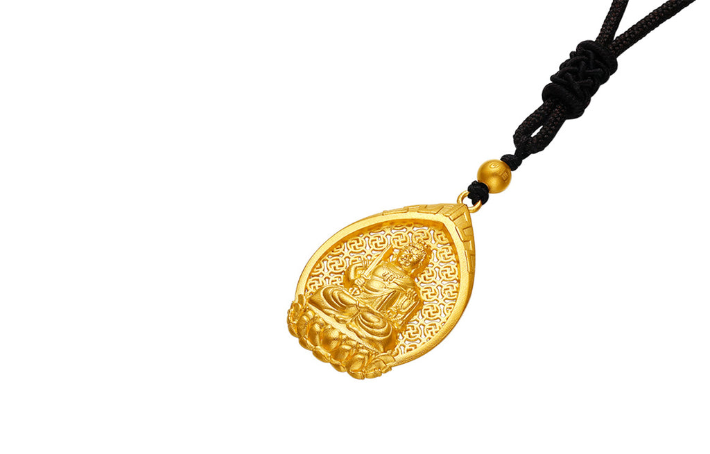 "Antiquity Gold" 999.9 24K Gold Pendant Necklace Buddha 6-6.5g AA043860