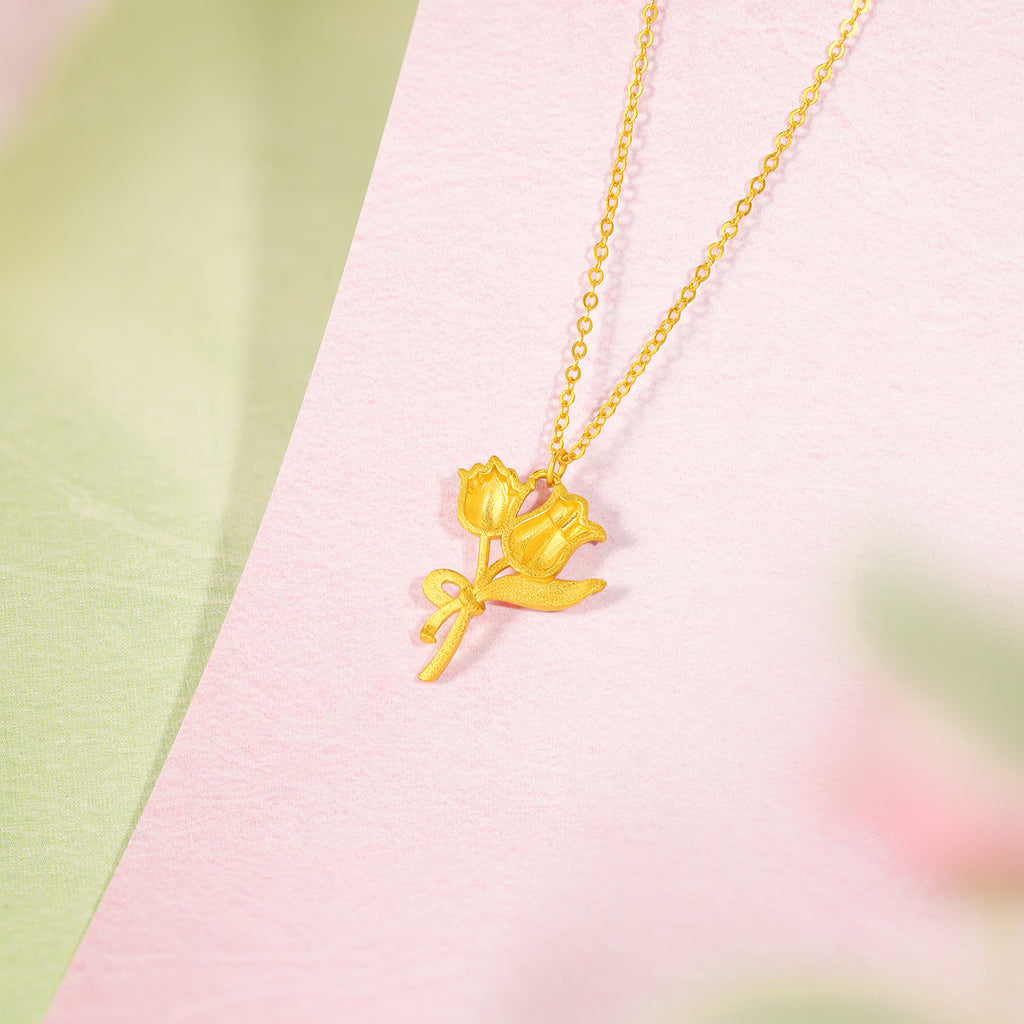 “Dream in the Garden” 24K Gold Chain Bracelet Flower 1.5-1.9g A0714995