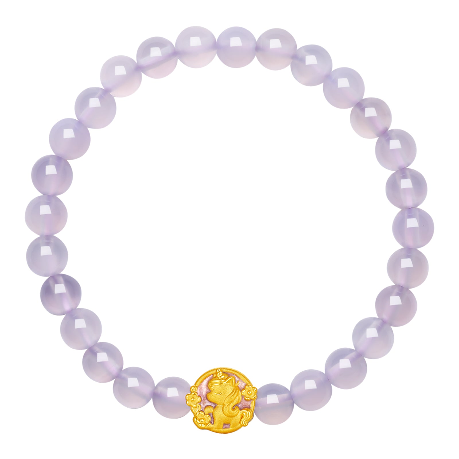 'Year of the Horse' 24K Gold Beaded Bracelet Chalcedony Horse 0.7-1g 17cm A1915521