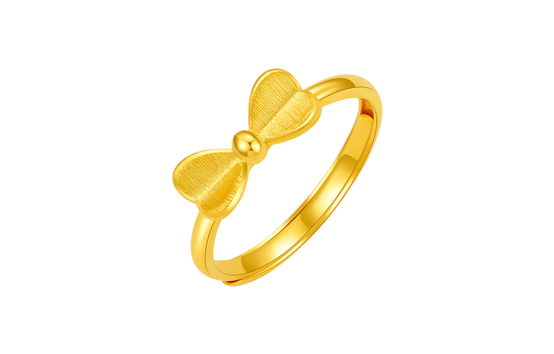 999 24K Gold Ring Bow 2.6-3.2g A0111381
