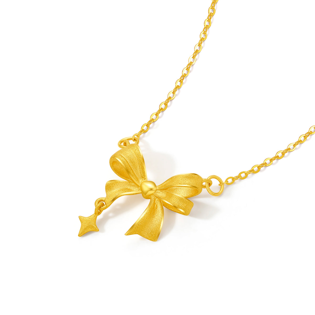 "Cute&Cool" 999 24K Gold Pendant Necklace Bow 3.3-3.8g A0611998