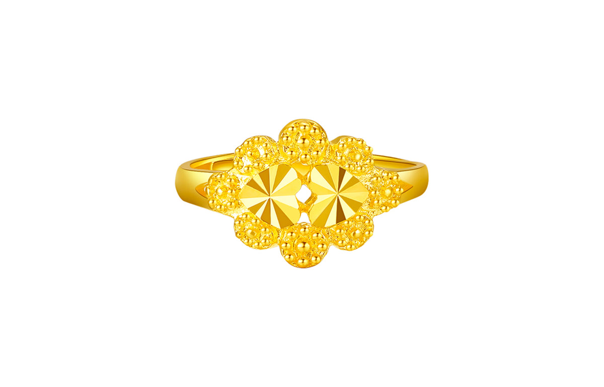 999 24K Gold Ring Flower 3-3.5g AA012637