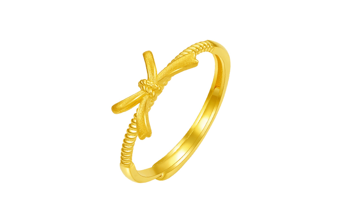 999 24K Gold Ring Bow 1.59-1.89g A0114056