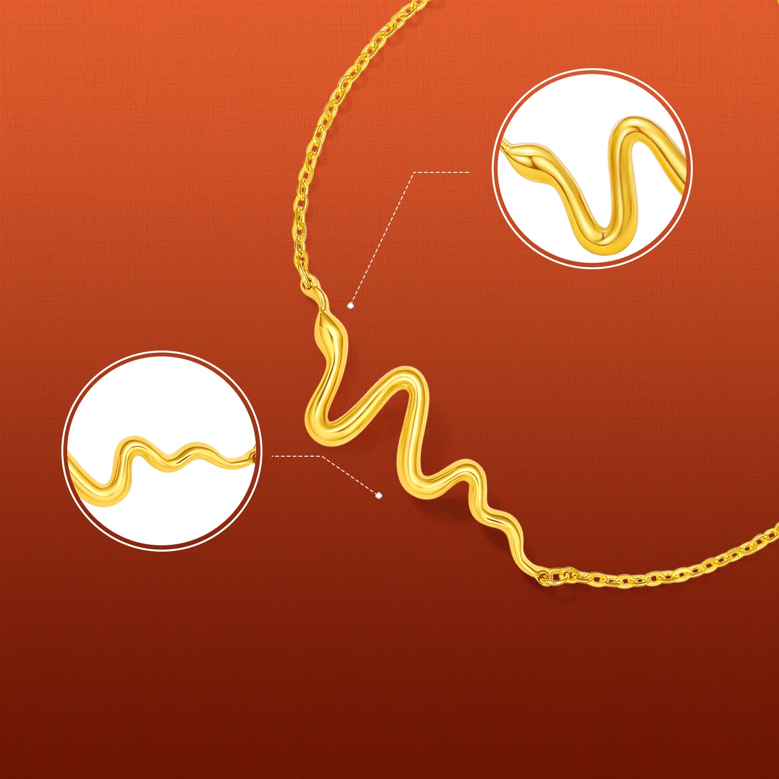 "Chinese Zodiac Snake" 24K Gold Chain Bracelet Snake 3.15-3.45g A0713108