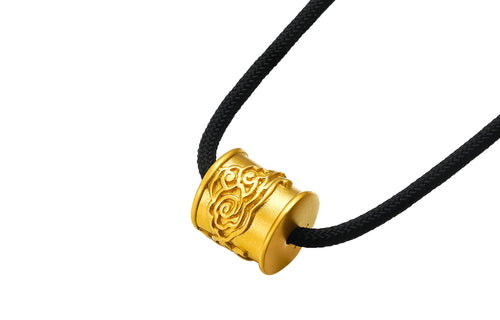 "Antiquity Gold" 999.9 24K Gold Pendant Necklace 20-22g AA043279