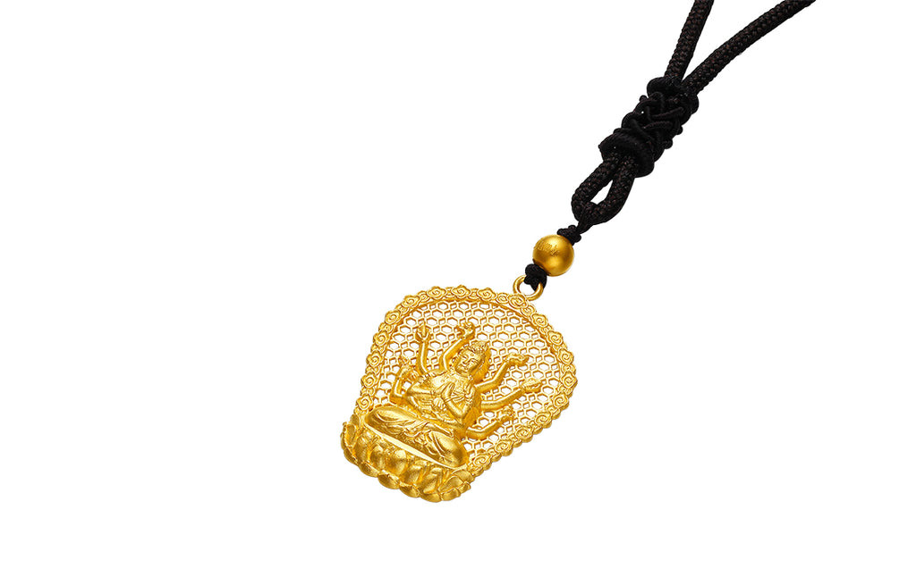 "Antiquity Gold" 999.9 24K Gold Pendant Necklace Buddha 5.5-6g AA043864