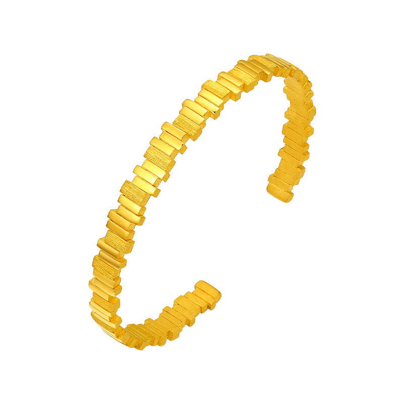 "ZHOU LIU FU X Johnny Huang"  24K Gold Bangle Bracelet  23-28g A1011606