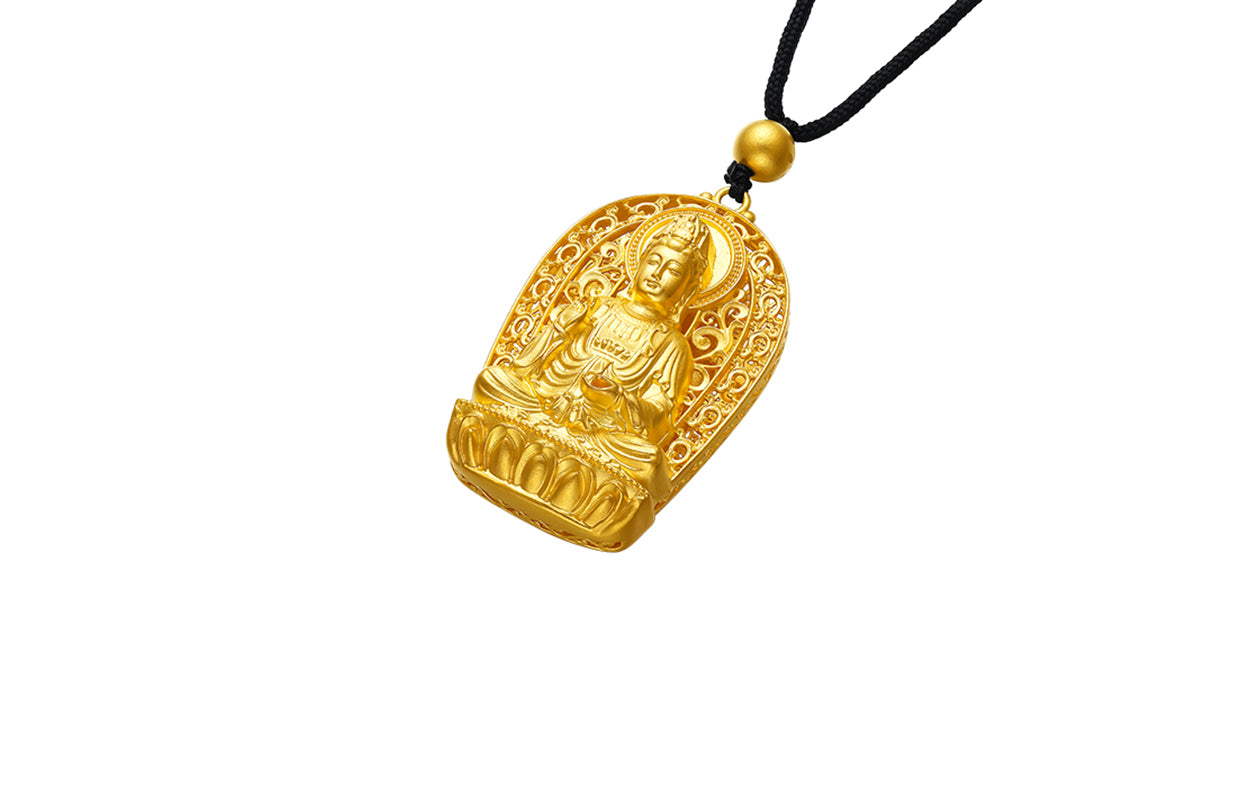"Antiquity Gold" 999.9 24K Gold Pendant Necklace 28-29g AA043497