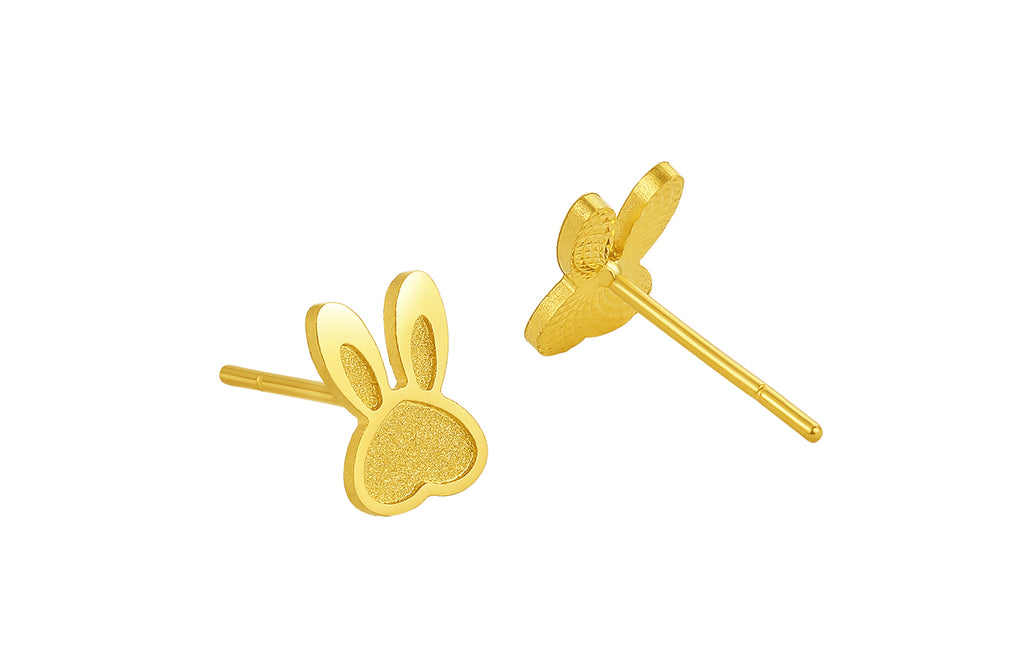 "Chinese Zodiac Rabbit" 24K Gold Earrings Rabbit 1.1-1.4g A0910499
