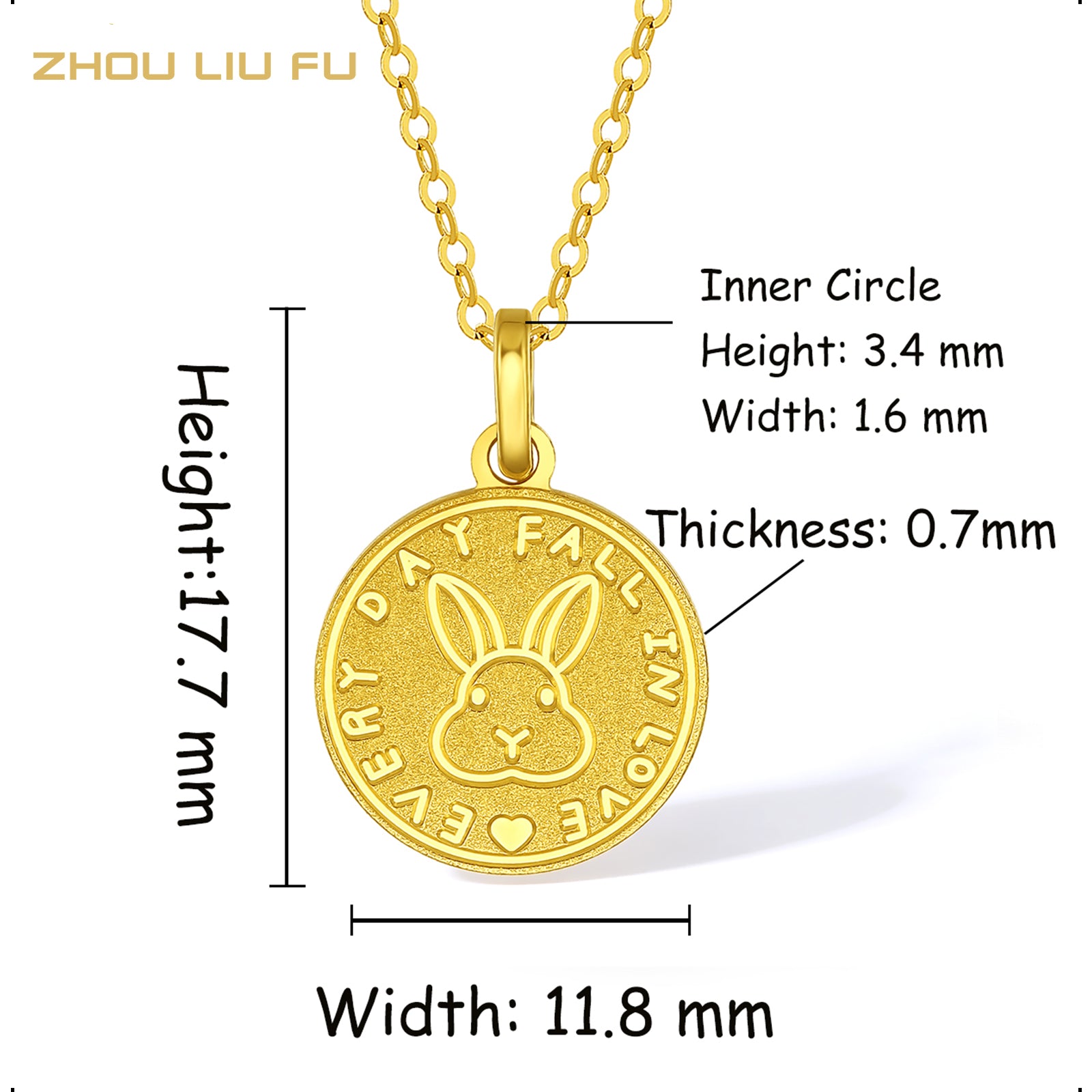 "Chinese Zodiac Rabbit" 24K Gold Pendant Rabbit 1.3-1.5g A0410397