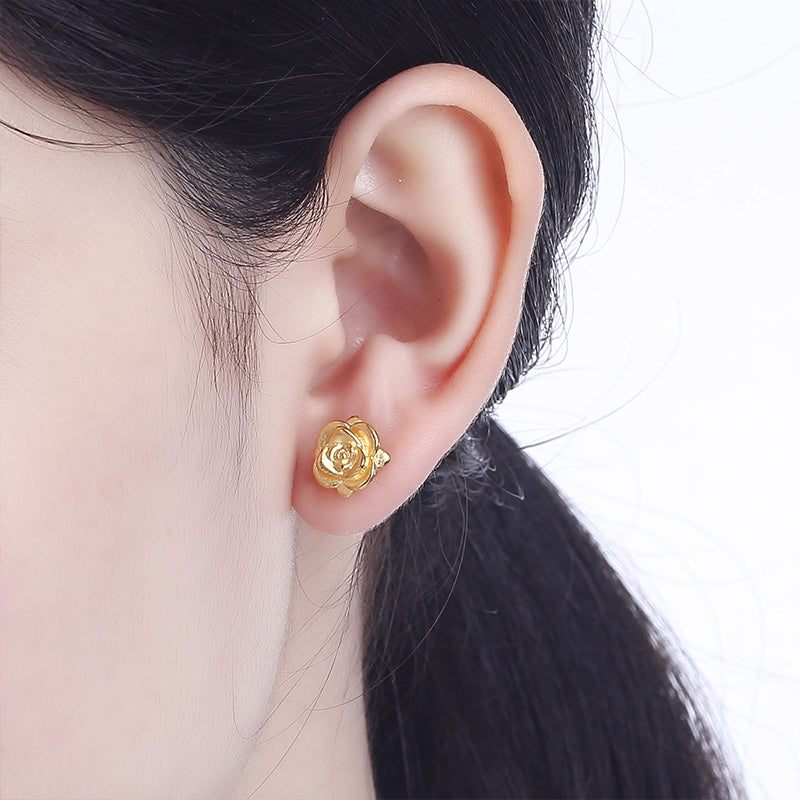 24K Gold Earrings Rose 1.4-1.6g AD090267