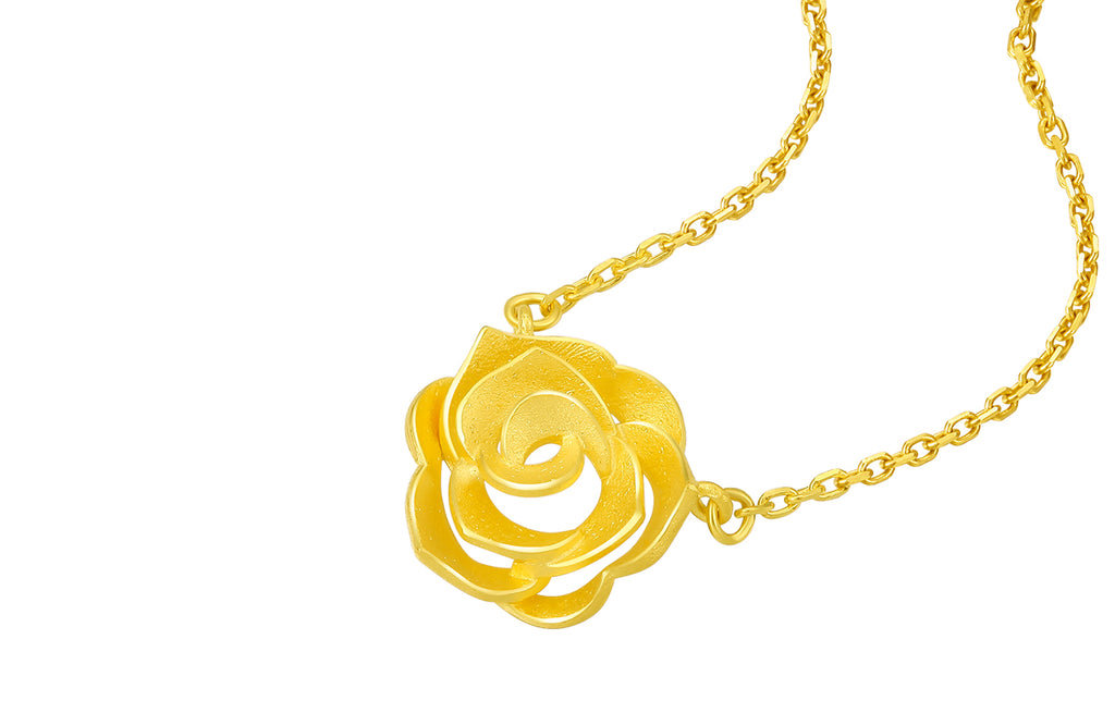 999 24K Gold Pendant Necklace              Rose 4.9-5.4g AC065266