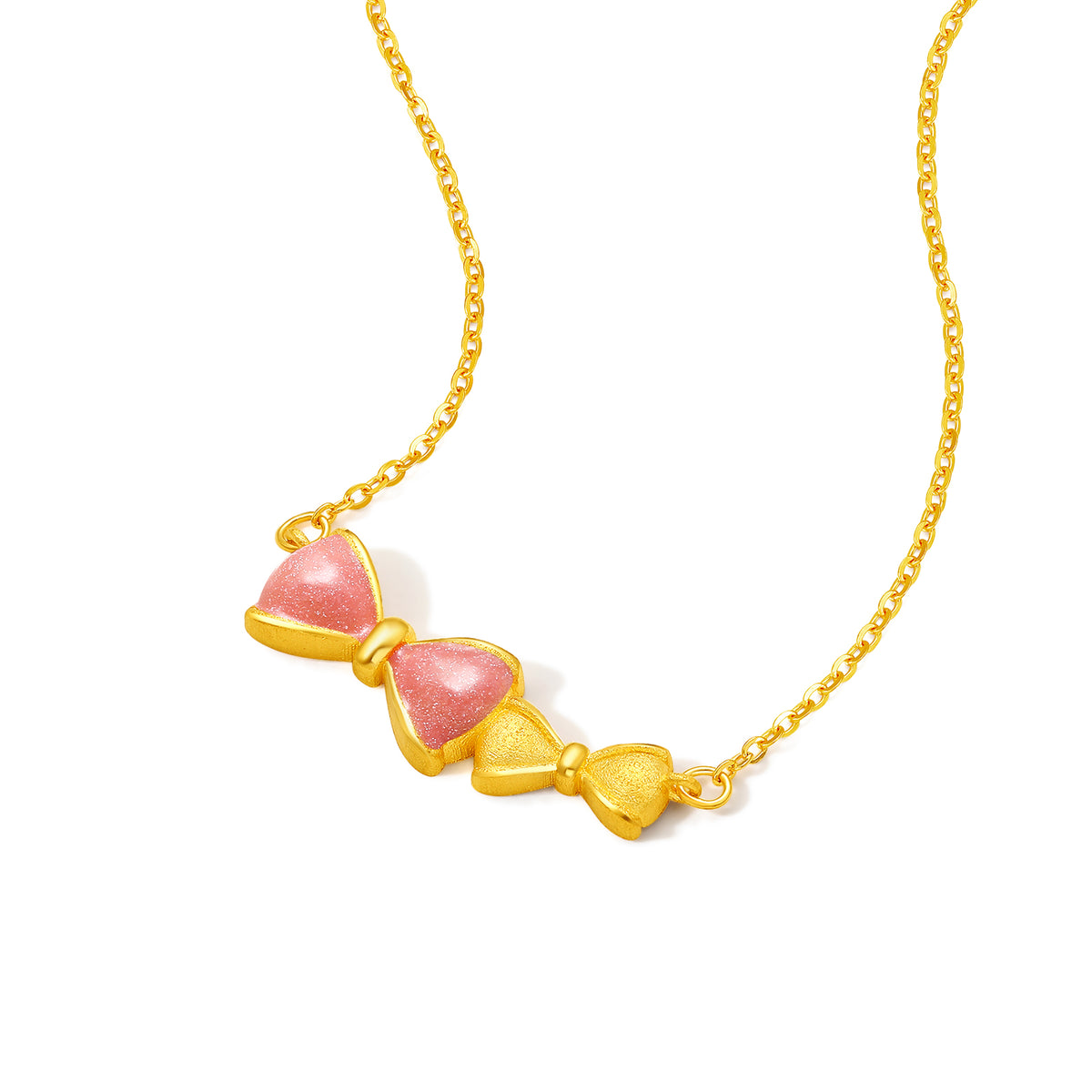 "Honey" 999 24K Gold Pendant Necklace Bow 3.16-3.66g A0613236