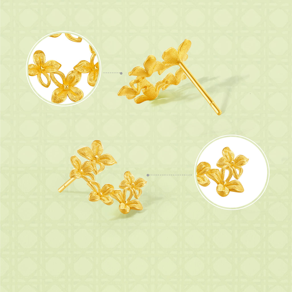 「Annie's Garden」24K 黃金耳環 花朵 2.5-2.9克 A0913023
