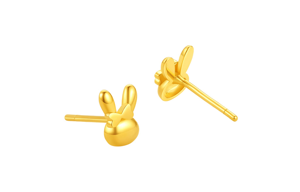 "Chinese Zodiac Rabbit" 24K Gold Earrings Rabbit 0.9-1.3g A0910716