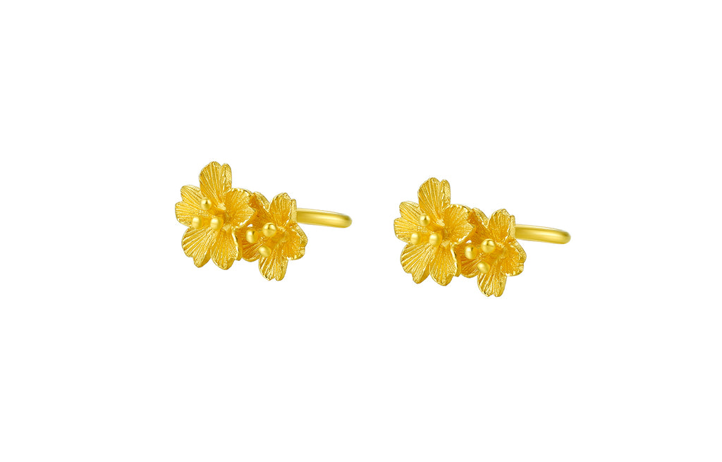 999 24K Gold Earrings Flower 2.1-3g A098663