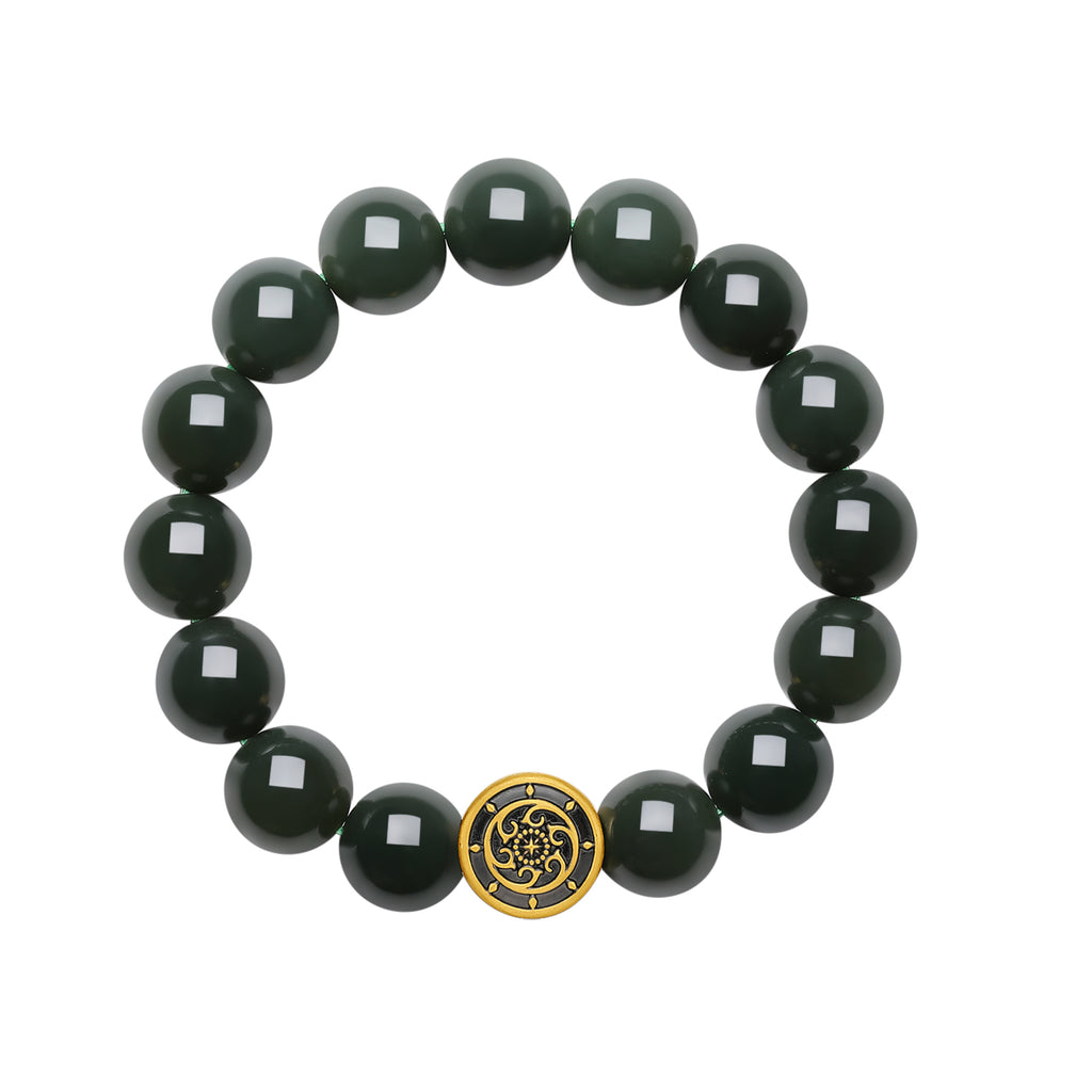 24K Gold Beaded Bracelet Hetian Jade 1.5-1.8g Y1916112