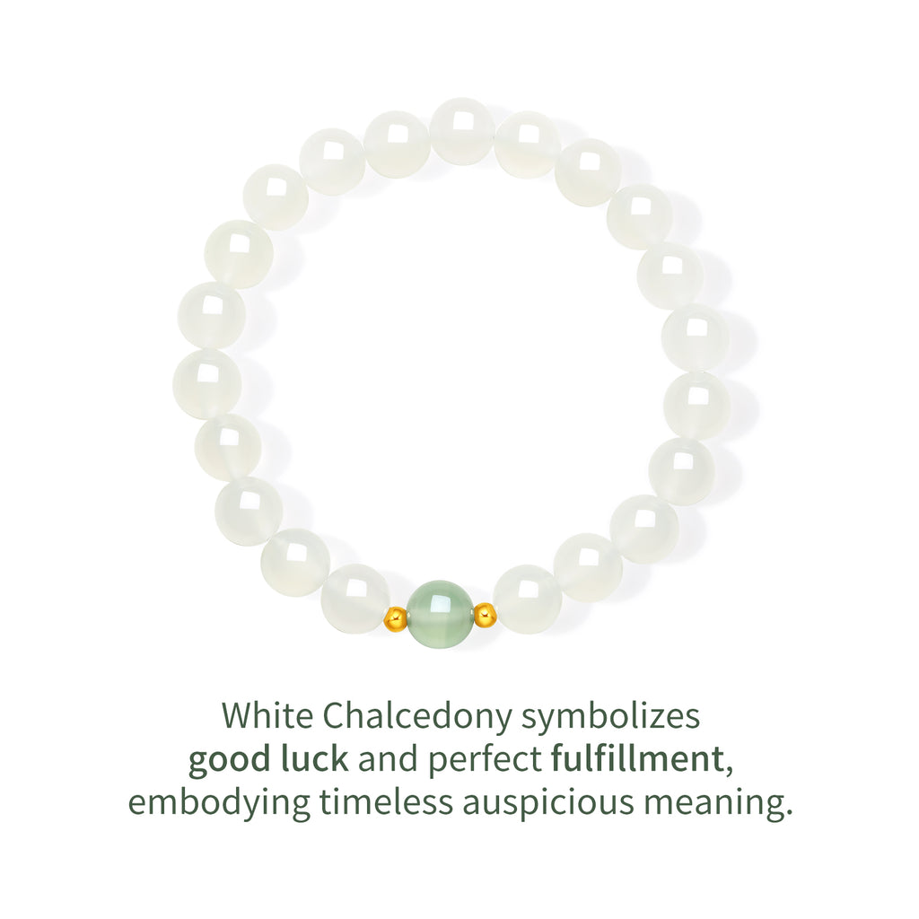 18K Gold Beaded Bracelet Chalcedony 0.03-0.05g J1915934