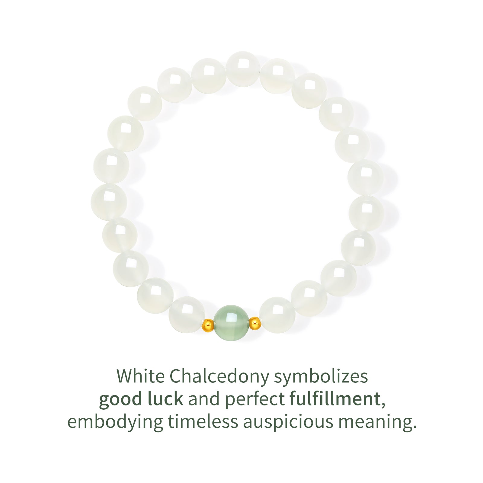 18K Gold Beaded Bracelet Chalcedony 0.03-0.05g J1915934