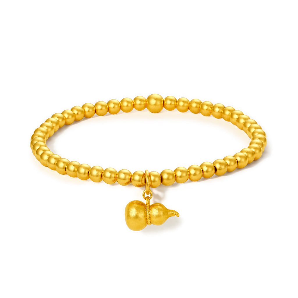 999 24K Gold Beaded Bracelet Gourd 9-11g A1911639