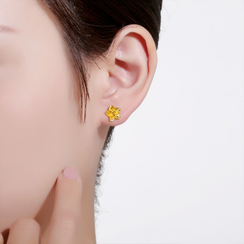 999 24K Gold Earrings Flower 2.2-2.5g AA095065