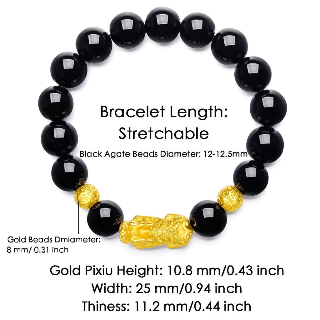 24K Gold Beaded Bracelet Agate Pixiu 3.2-3.6g ADMN194490