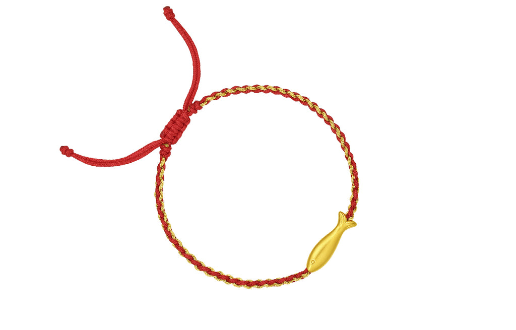 24K Gold String Bracelet Fish  0.5-0.8g A1712895