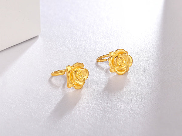 24K Gold Earrings Rose 1.4-1.6g AD090267