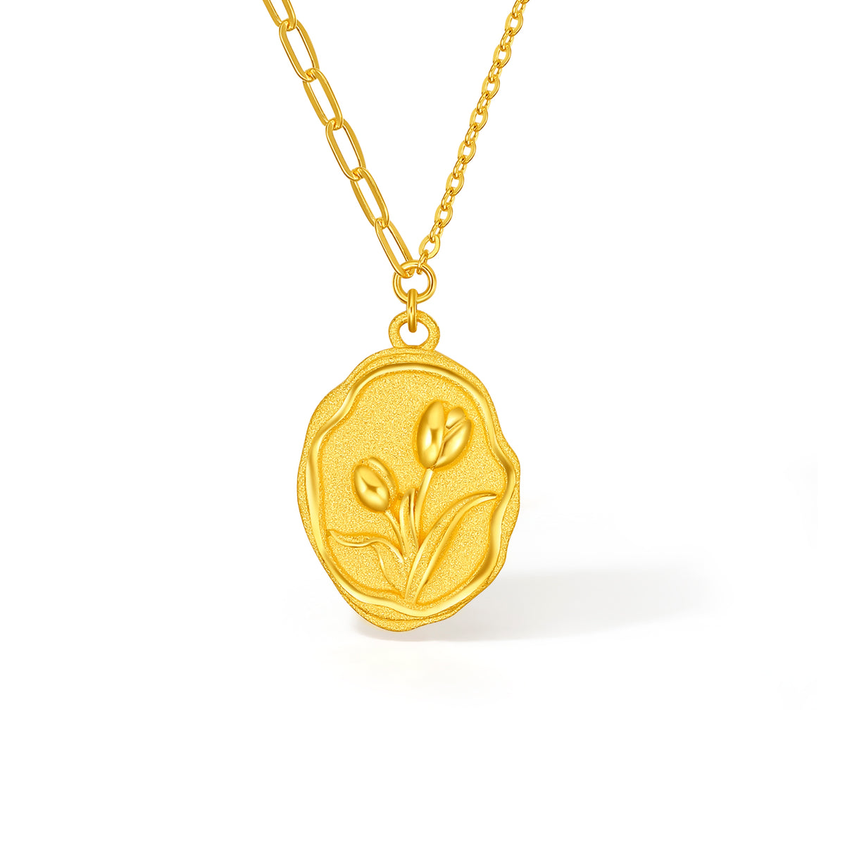 999 24K Gold Pendant Necklace Tulip 4.65-5.05g A0611951
