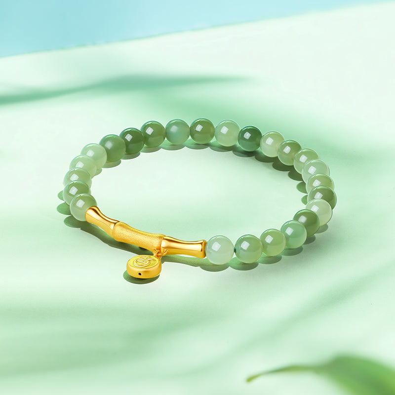 24K Gold Beaded Bracelet 5.7-6.2mm Bamboo 0.65-0.8g Y1910808