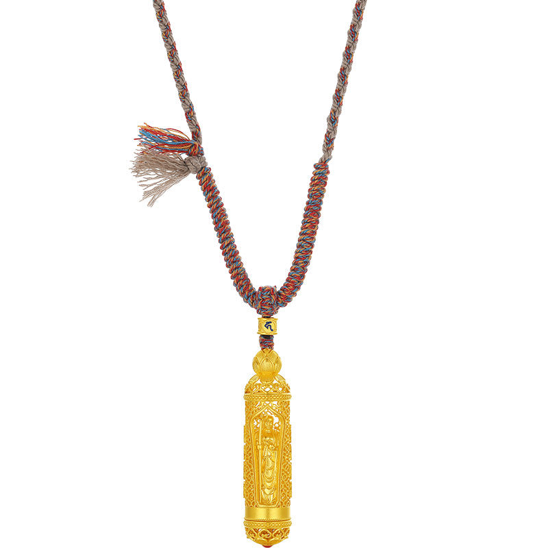 'Jiuhua Mountain' 999.9 24K Gold Pendant Necklace Vajra A0415248