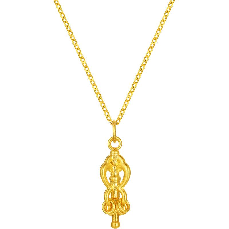 'Jiuhua Mountain' 24K Gold Pendant Vajra A0415254