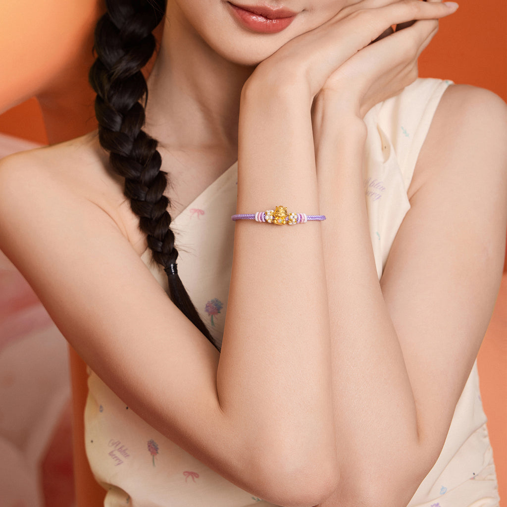 'Year of the Horse'  24K Gold String Bracelet Horse 0.7-0.9g 16cm-22cm A1715745