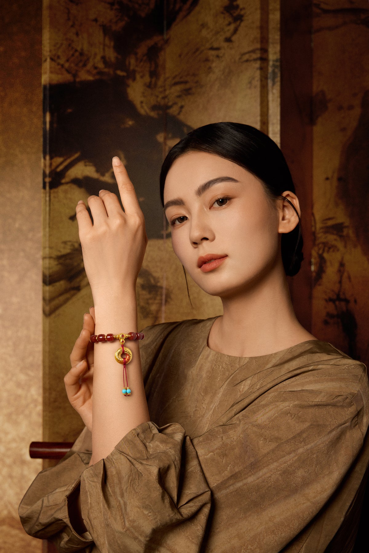 "Chinese Culture Collection - Dan Qing" 999 24K Gold Beaded Bracelet Agate 8-8.5*7-7.5mm Diamond 0.005ct Freshwater Pearl 8-8.5mm Gourd 6.5-9.5g J1950047