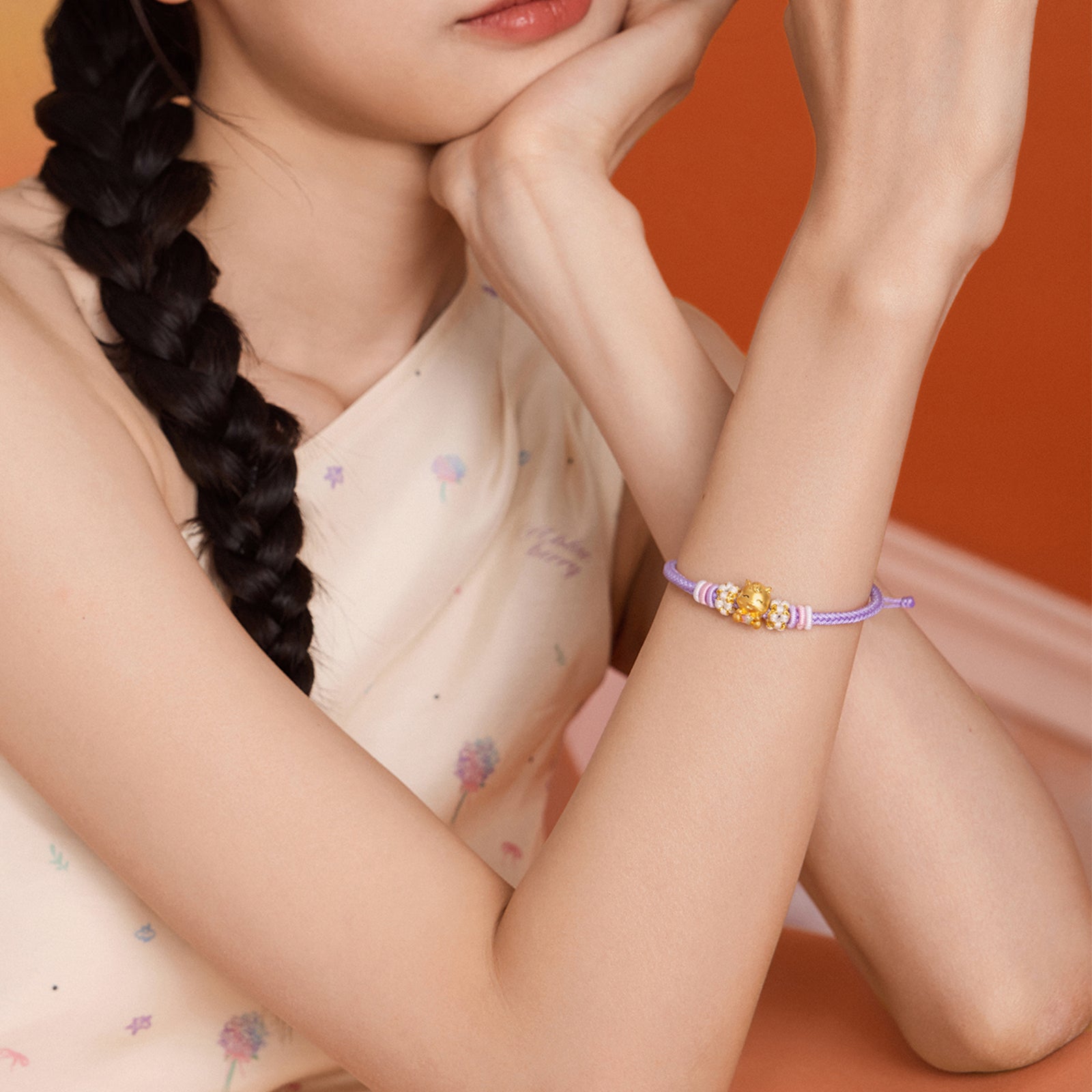 'Year of the Horse'  24K Gold String Bracelet Horse 0.7-0.9g 16cm-22cm A1715745