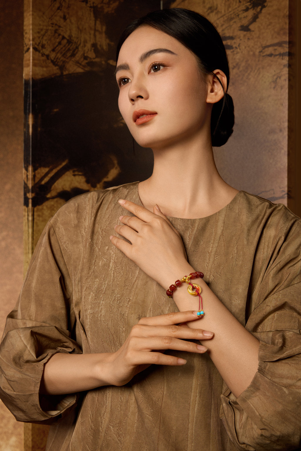 "Chinese Culture Collection - Dan Qing" 999 24K Gold Beaded Bracelet Agate 8-8.5*7-7.5mm Diamond 0.005ct Freshwater Pearl 8-8.5mm Gourd 6.5-9.5g J1950047