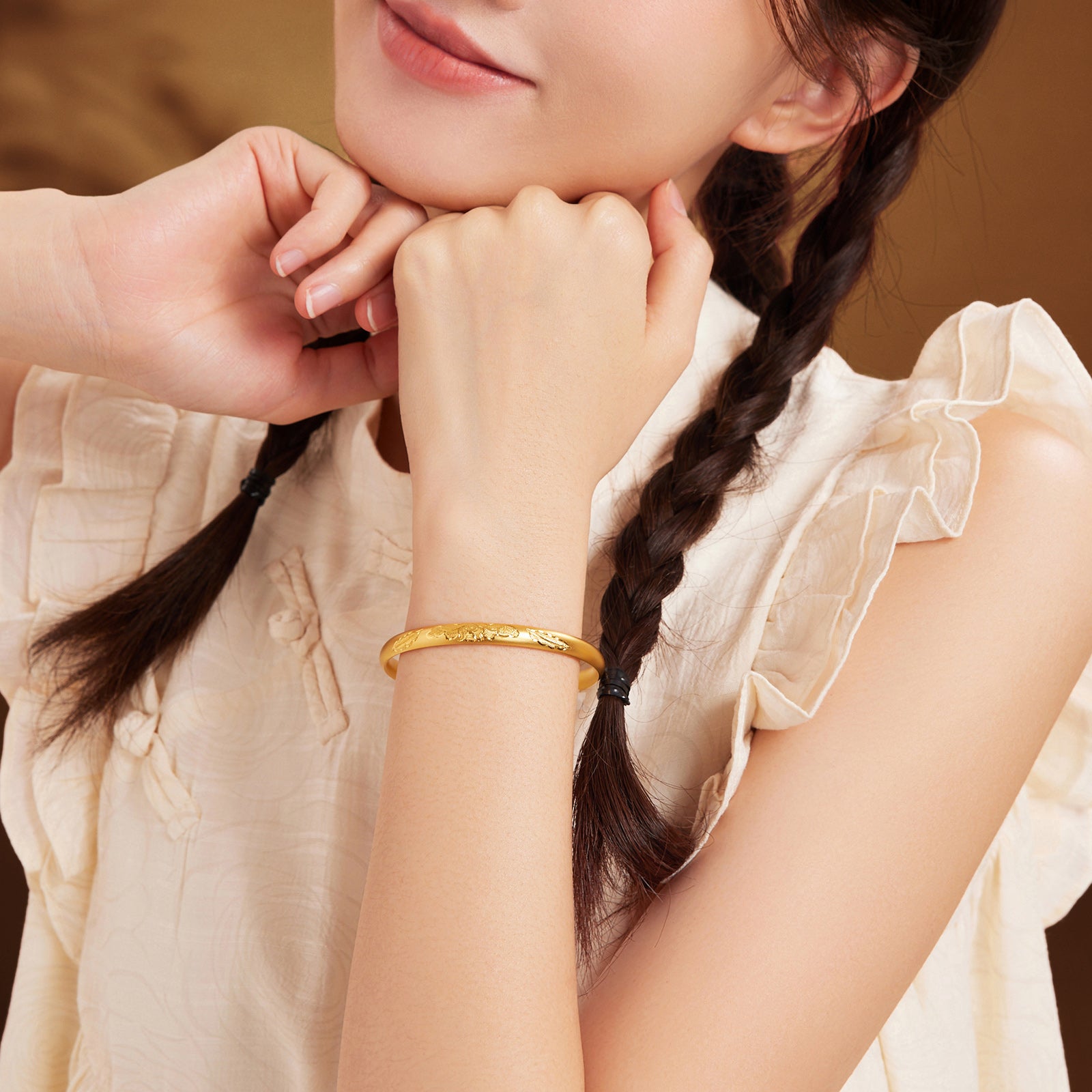 Antiquity Gold' 999.9 24K Gold Bangle Bracelet 25-29g A1012540